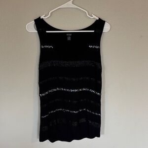 a.n.a Black Tank Top with Silver Sequins